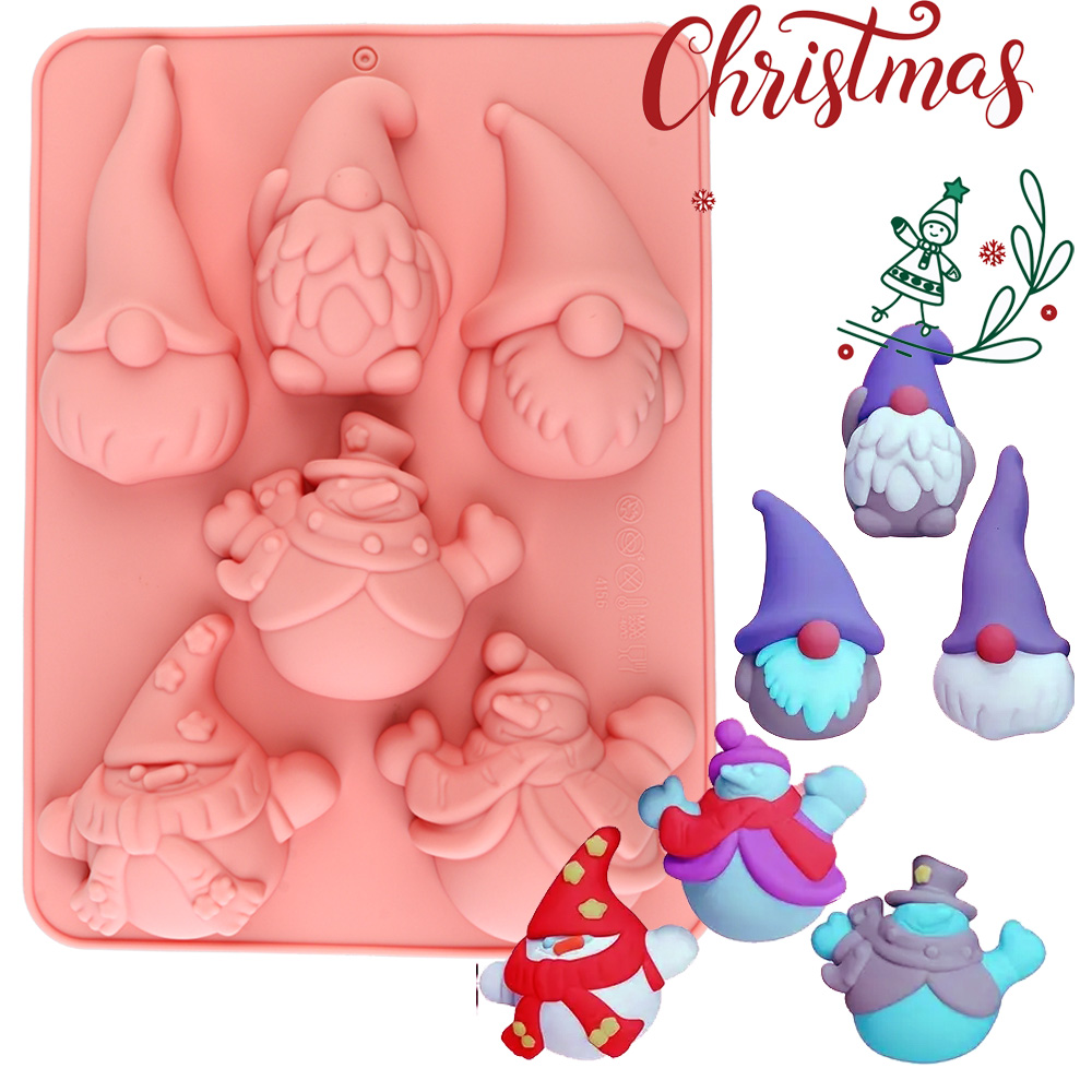 Candle Making Material - 6 Bölmeli Noel Gnome Kek Çikolata